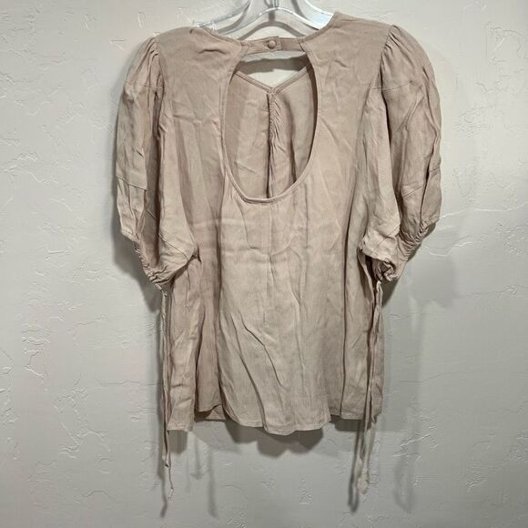 H&M Puff-sleeved blouse Powdered Pink - Picture 5 of 8